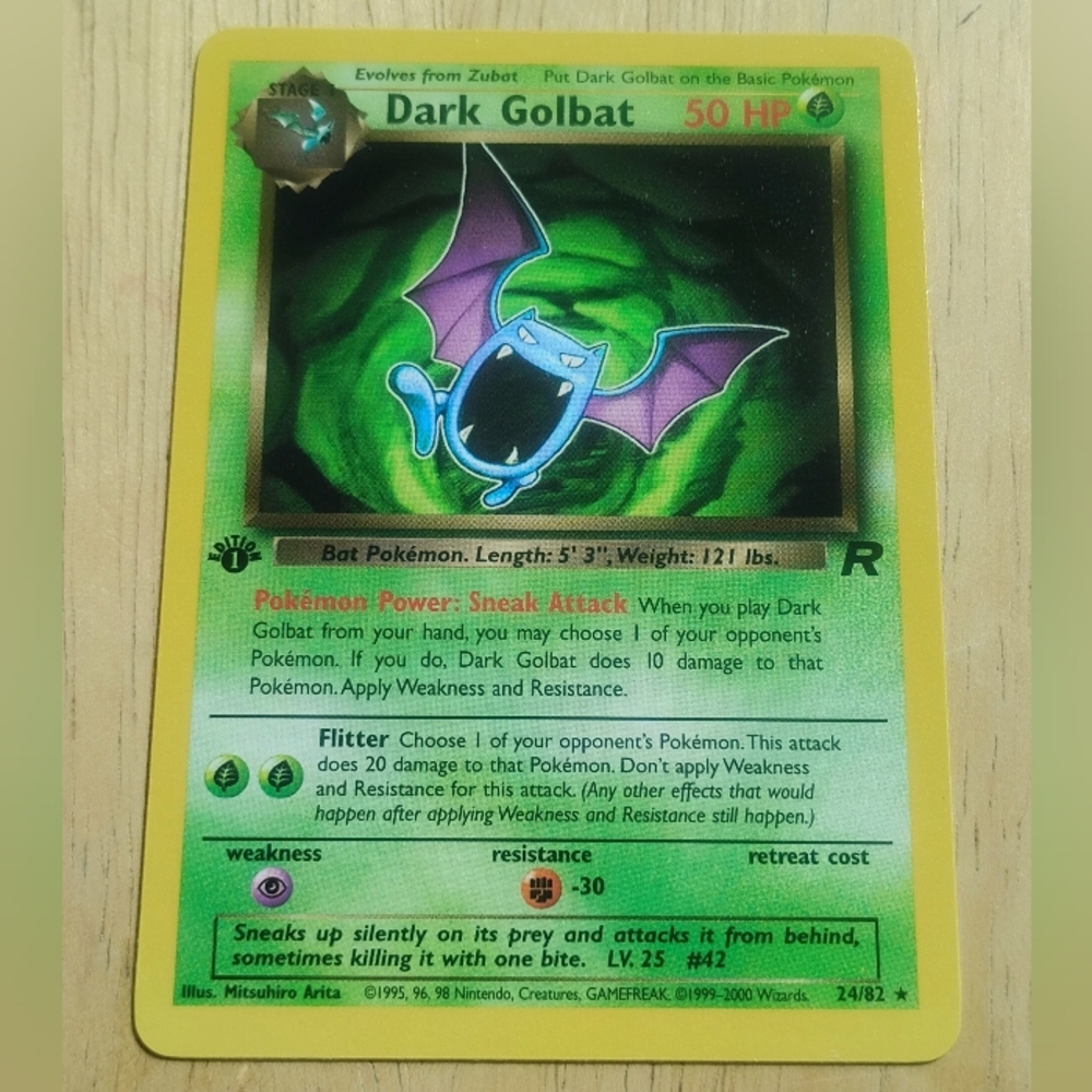 VLP WOTC 1st Edition Non Holo Dark Golbat 24/82 Team Rocket Pokemon Card